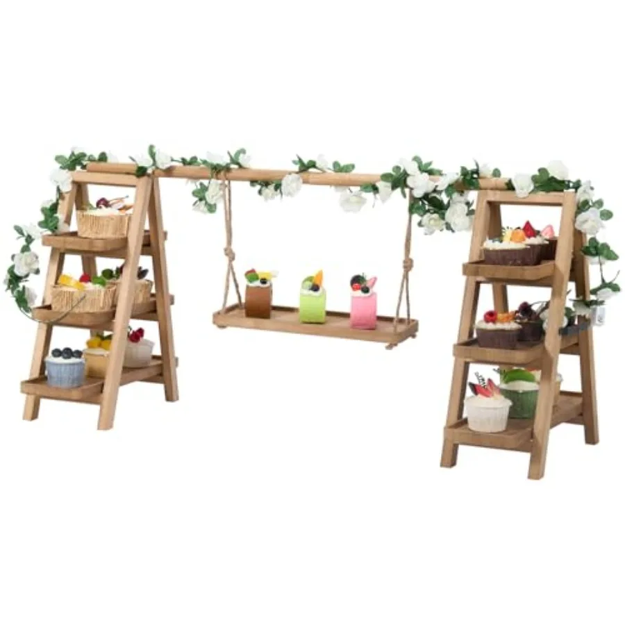 

Деревянная подставка для кексов, 3-ярусная подставка для демонстрации десертов, набор для оформления десертного стола, для тортов, закусок, фруктов, чипсов, хлеба