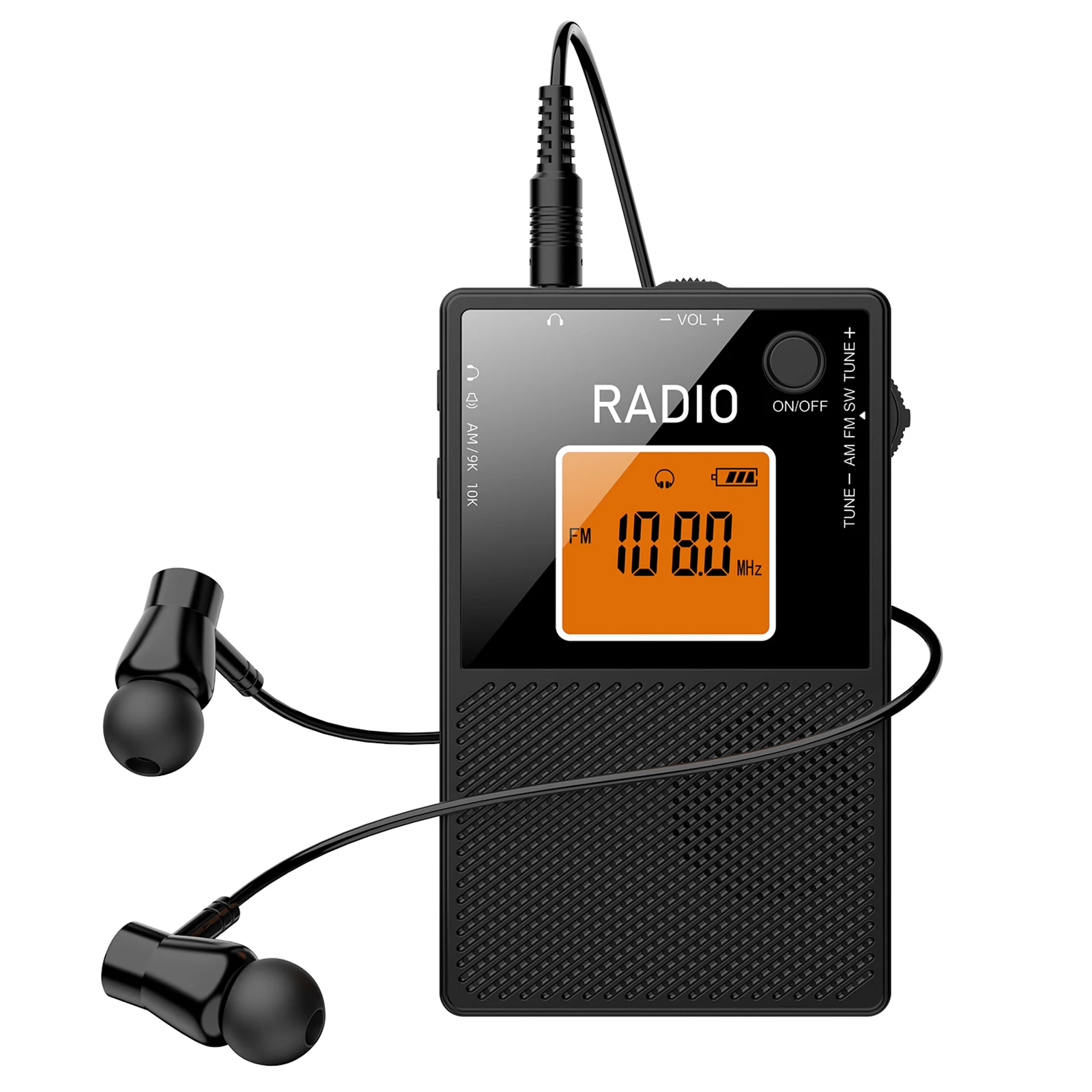 Am fm transistor rádio tipo-c carregamento bolso alto-falante lcd retroiluminado receptor de rádio digital para jogging/jantar/acampamento