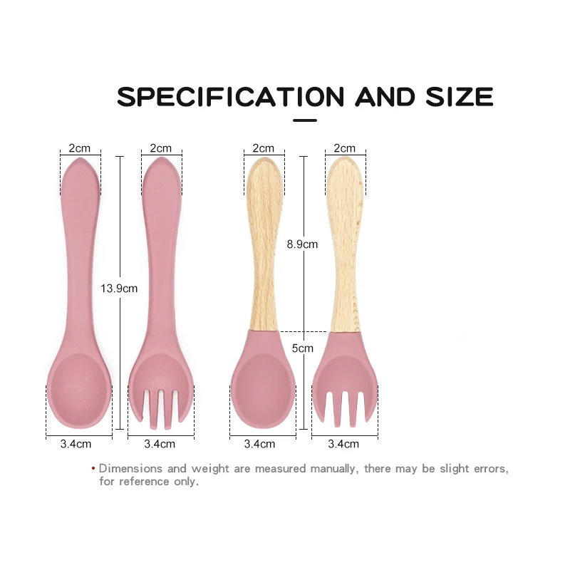 Cuillère et fourchette en silicone sans BPA pour bébé, ustensiles d'entraînement à manger pour tout-petits, articles d'alimentation sûrs pour enfants, qualité alimentaire, 2 pièces par ensemble