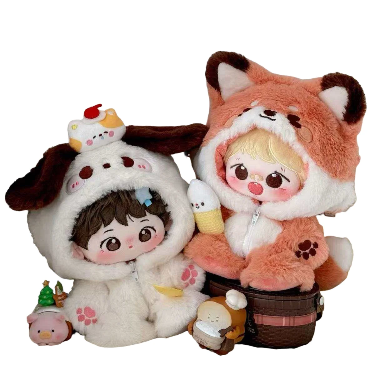 

20cm Little Fox Rabbit Baby Clothes Small Animal Coverall Cotton Doll Doll Clothes