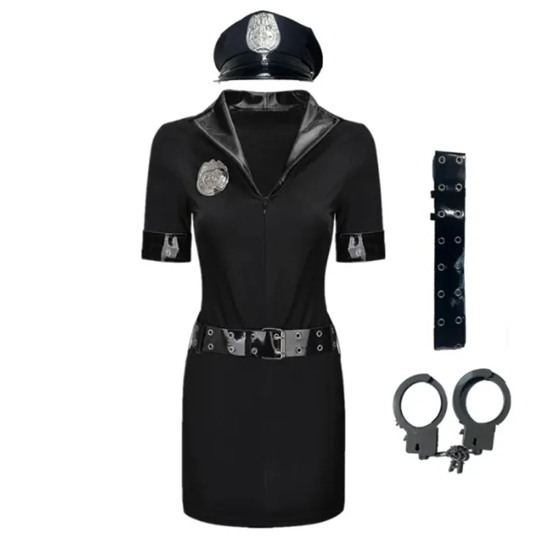 Plus Size Sexy Police Cop Costume Clubwear Military Officer Fantasy Uniform Cosplay Carnival Halloween Fancy Party Dress