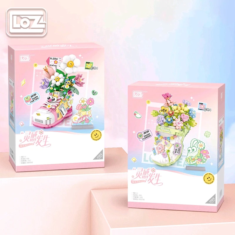 Loz/Loz Flower Embroidery Shoes Series Building Blocks Flower Hole Shoes Puzzle Assembly Model Flower Flower Big Head Shoes