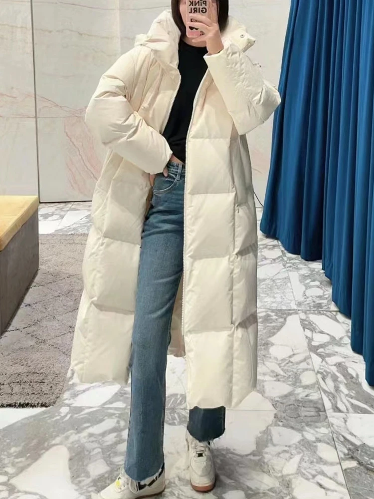 Detachable Hood High Collar Long down Jacket 2023 Winter Fashion Versatile Slimming Long Goose down Coat Women's Premium Clot...