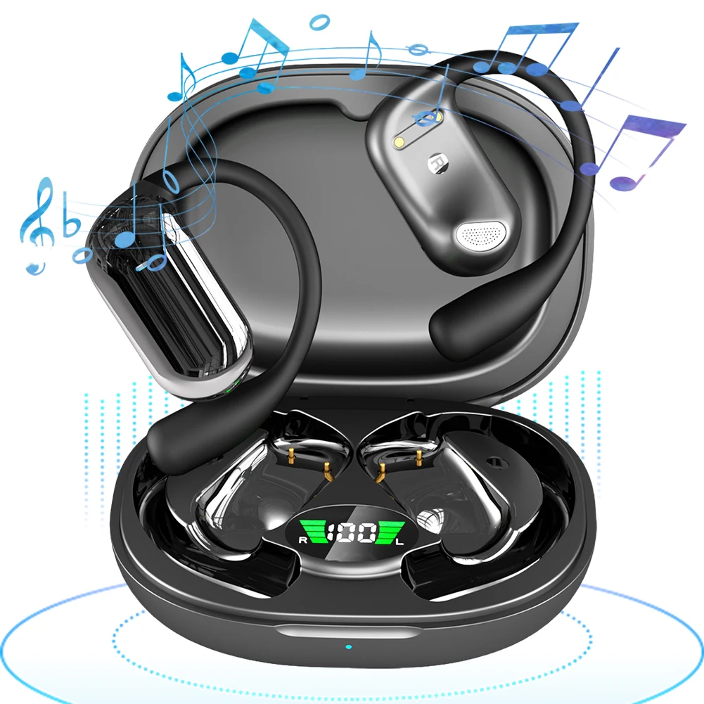 Bluetooth-Compatible 5.3 AI Translation Earbuds Long-Lasting Translator Headphones Open Ear Headphones for Travel and Business