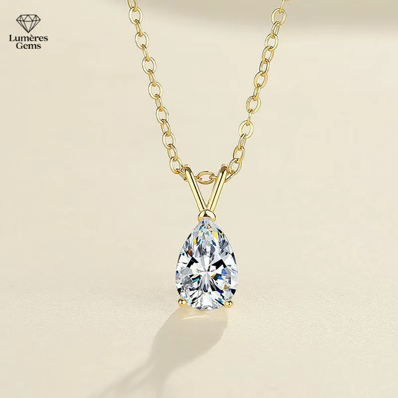 Lumière Gems PT950 Platinum Moissanite Pendant Necklace Sophisticated Dainty Shining Jewelry Perfect for Anniversary Birthday Gi