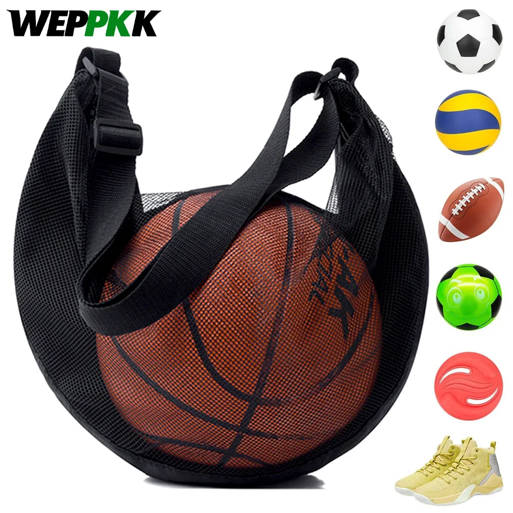 

1 шт., сумка для мячей с карманом на молнии, сетчатая сумка для мячей, сетка для хранения на шнурке для переноски баскетбола, футбола, волейбола