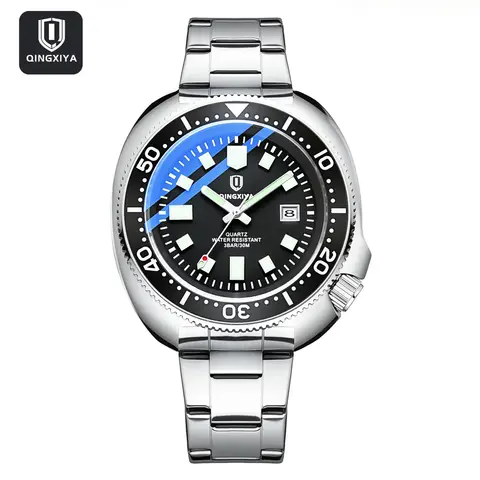 QINGXIYA New Business Men Quartz Watch Date Waterproof Luminous Luxury Man Wristwatch Sports Stainless Steel Men's Watches Male
