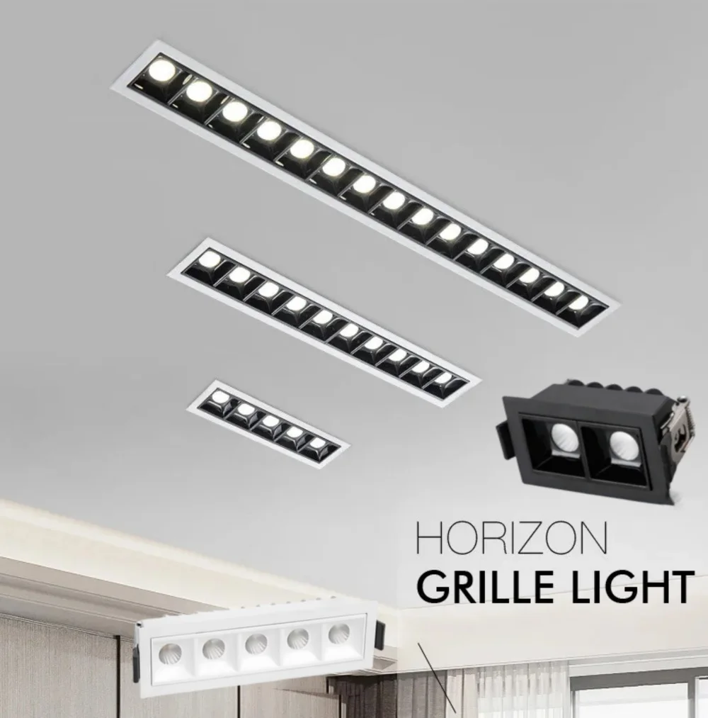 Grade de teto led quadrada embutida de alumínio, luz 3w6w9w15w20w30w 110v 220v, luz linear cerr cob, lâmpada de ponto para baixo cri97