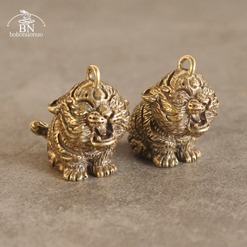 Brass tiger Decorative Figurines DIY Decor Metal Figurine Toy Novelty Pendant for Keychain Accessoires Miniatures