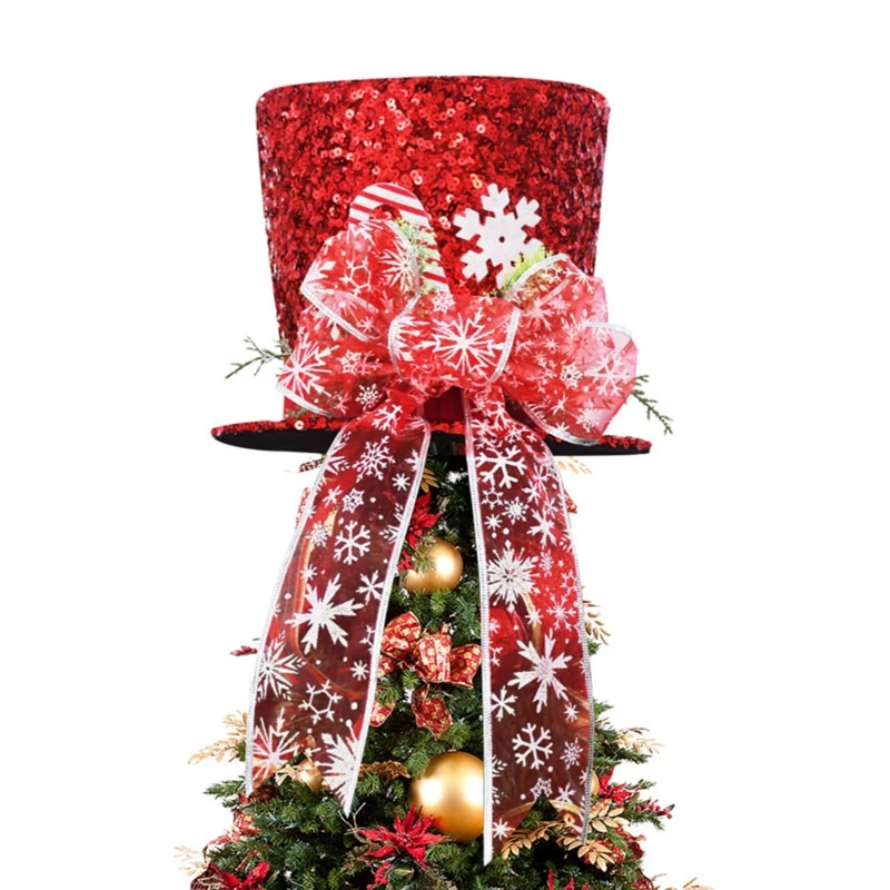 Christmas Tree Topper Party Decoration Christmas Tree Top Hat Stripes Top Hat Ornament Cloth Christmas Tree Decoration