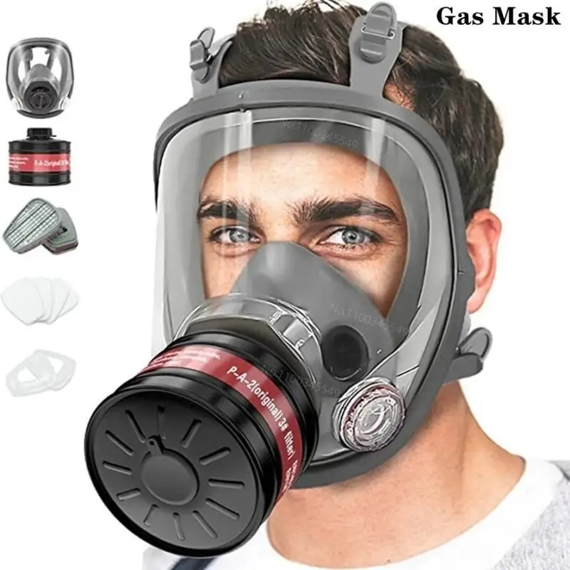 Full face respirator - mask with 40 mm gas filter canister for industrial gases, chemical, polishing, welding, spraying Gas mask