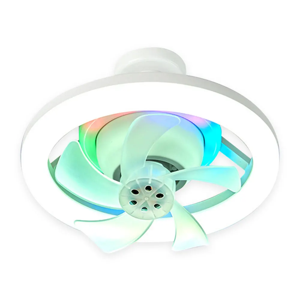 Ampoule de ventilateur de plafond avec télécommande, lampe de ventilateur à intensité variable, éclairage de décoration de la maison, lumière LED, lustre RVB, document