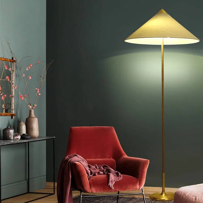 Wababi wabi vento silencioso retro lâmpada de assoalho quarto sala estar sofá novo chinês zen rattan tecelagem bambu