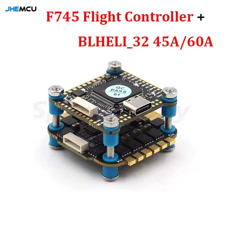 JHEMCU F745 Flight Controller Stack GF30F745-MPU Flight Controller BLHELI_32 45A / 60A 4in1 ESC 3-6S 30X30mm for FPV Freestyle