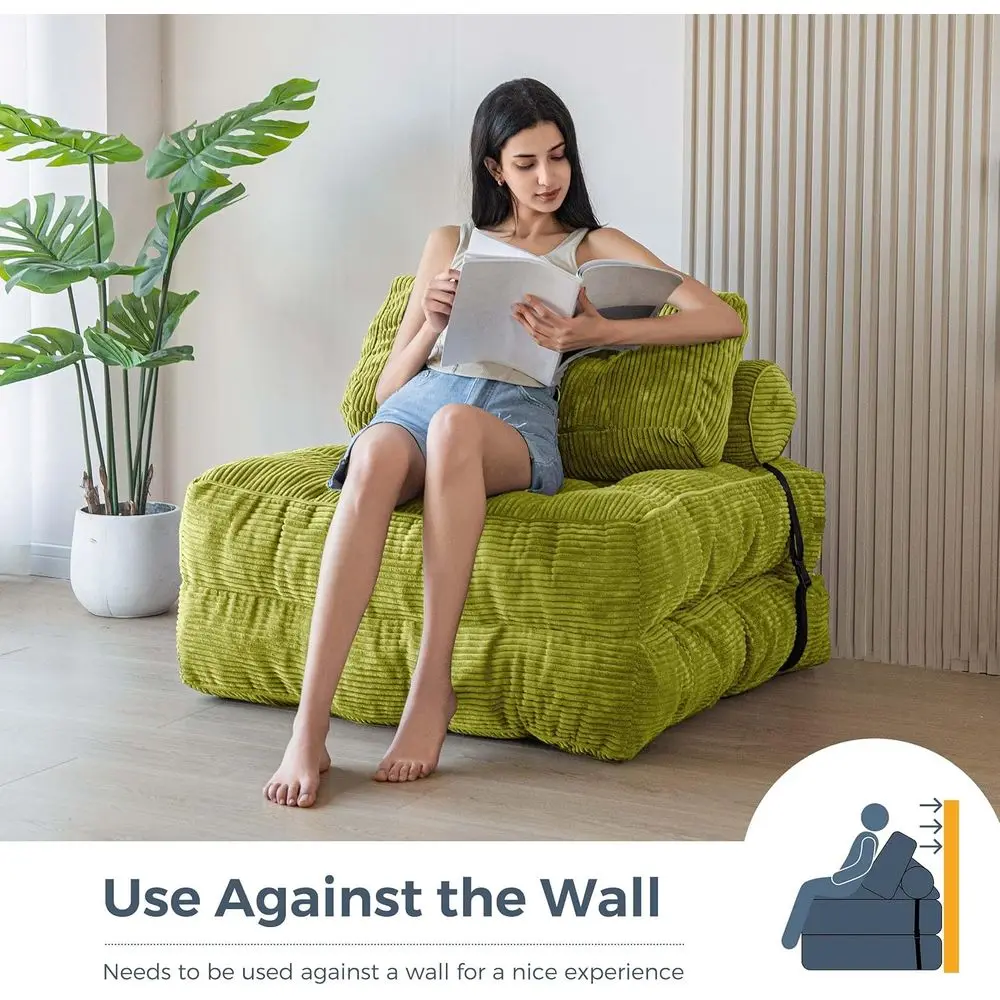 أريكة سرير مدمجة مع وسادة، كرسي صالة قابل للتحويل، مرتبة محمولة قابلة للطي لراحة غرفة المعيشة وغرفة النوم #4