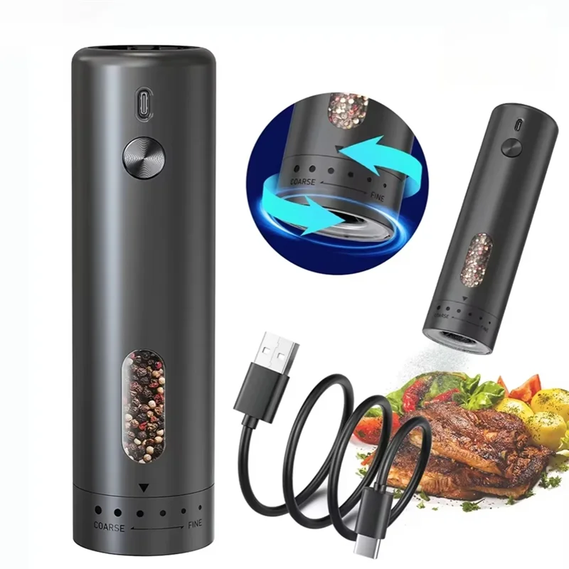 

A85I-Larger Capacity Upgraded Electric Salt And Pepper Grinder Set, Rechargeable Salt Shaker With LED Light