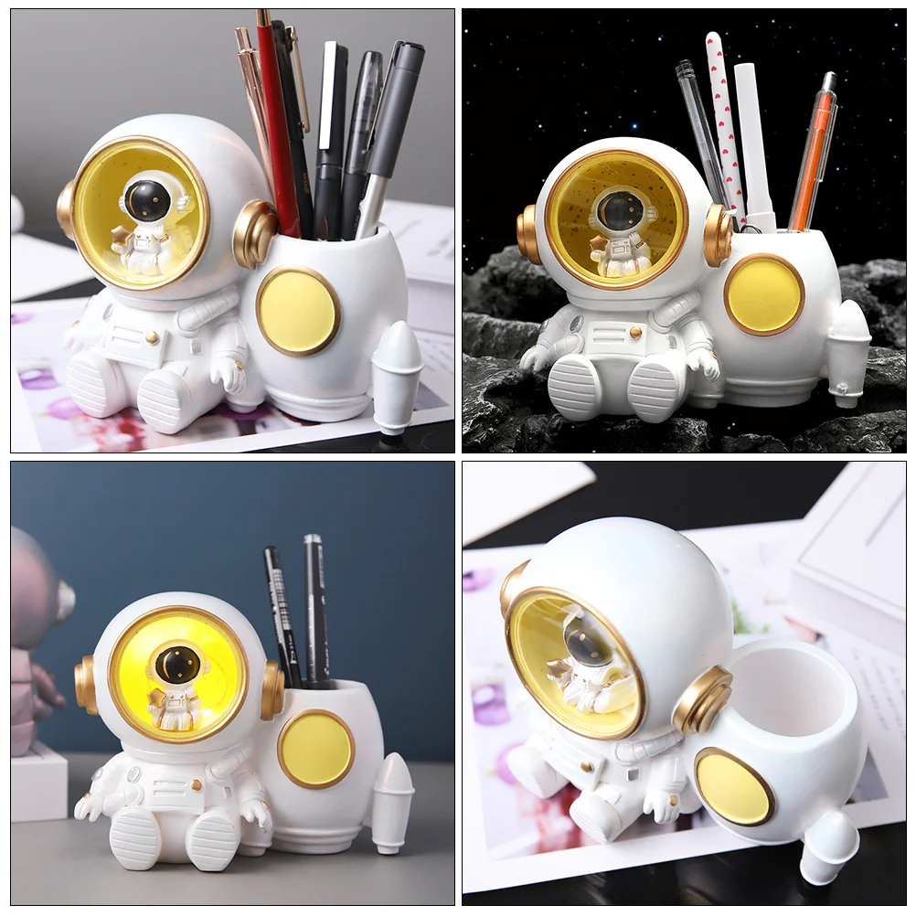 

Astronaut Light Pen Holder Premium Desktop Pencil Cup Storage for Stationery Makeup Brushes Business Cards Kids Desk Organizer