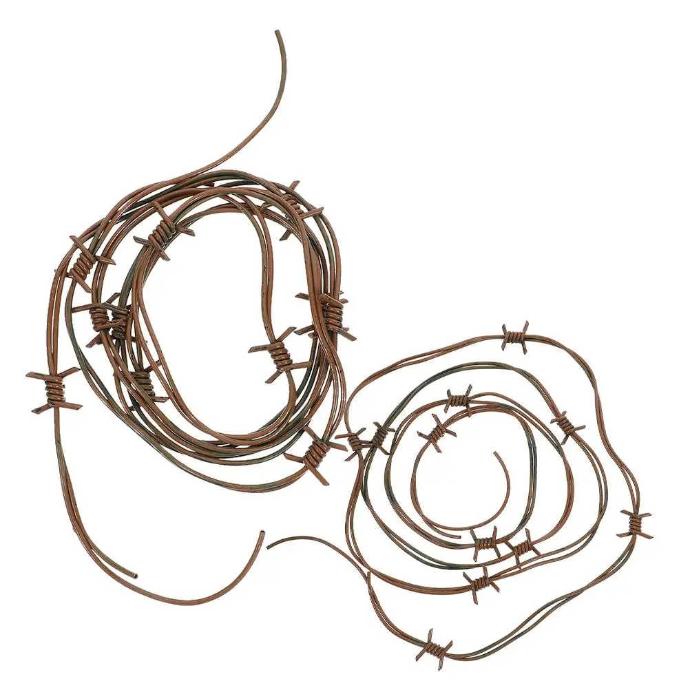 

2 Pcs 2.5m Brown Fake Barb Wire Decor Props Sturdy Plastic Western Party Halloween Spooky Prank