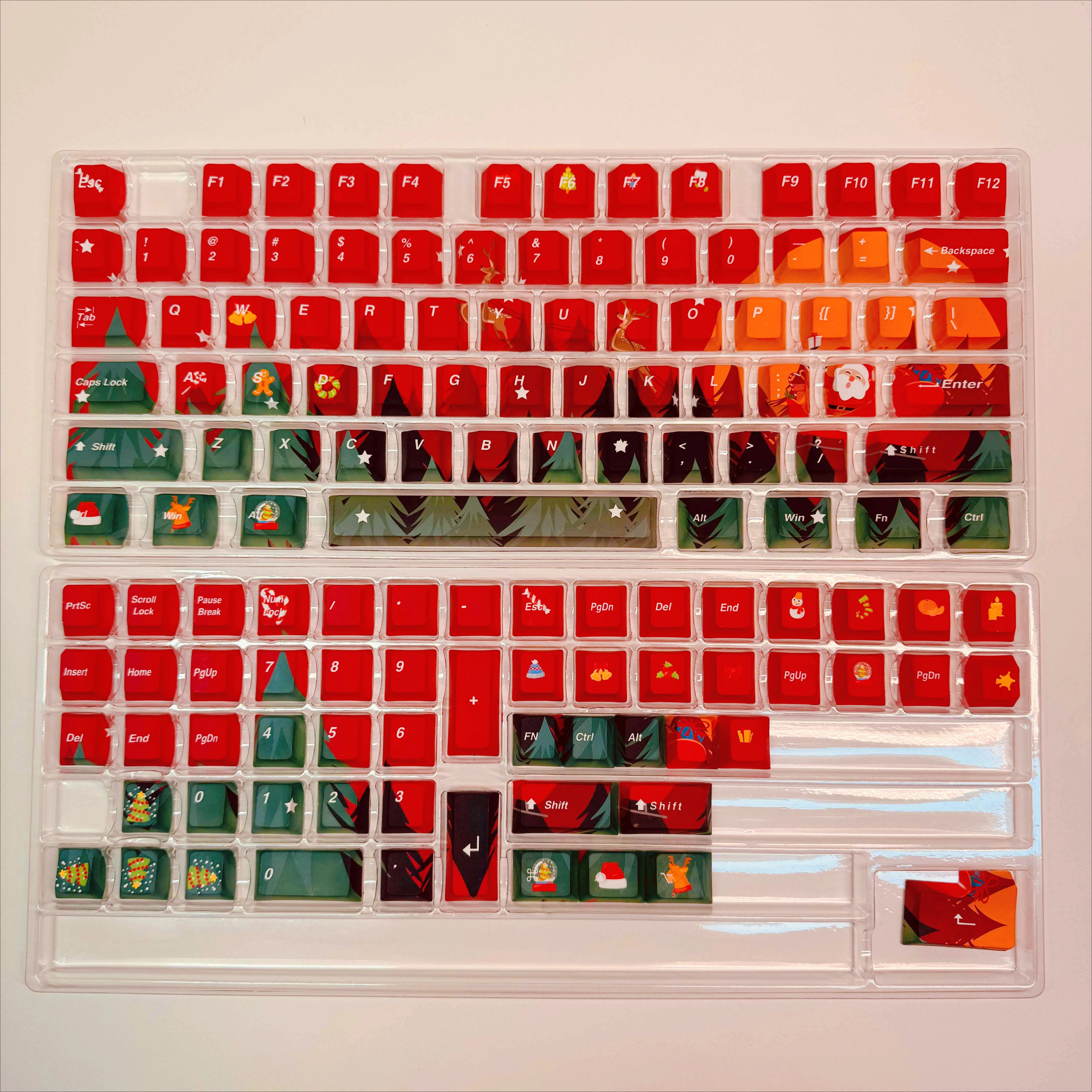 New Year 136 Keys ANSI US Layout Cherry Profile PBT Dye Sublimation KeyCaps Set for Mechanical Keyboard 61/64/75/84/87/104/108