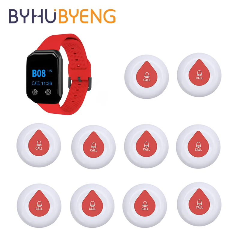 BYHUBYENG Wireless System Wireless Call Button Caregiver Restaurant Pager Waterproof Watch Pager For Elderly Patient