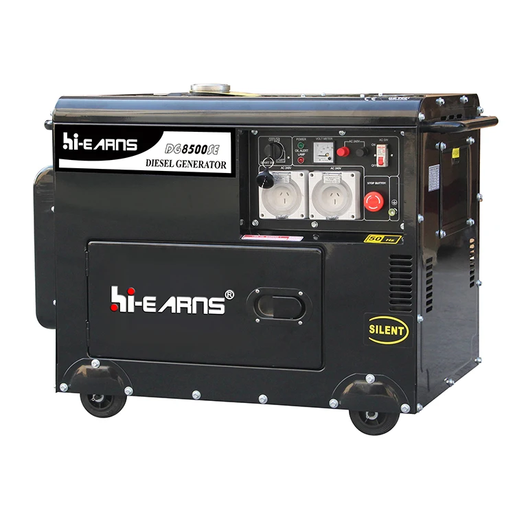 

hiearns 5.5KW 6KW super slient air-cooled 27L fuel tank three phase equal power die·sel generator