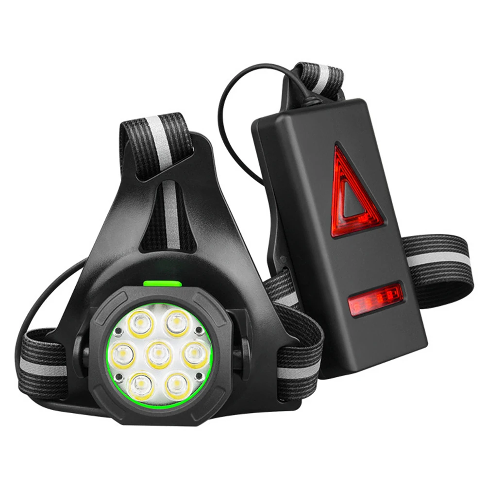 LED ضوء الجري الليلي قابل للتعديل مصباح أمان فائق السطوع 2000 مللي أمبير خفيف الوزن تشغيل الصدر ضوء 360LM للتخييم المشي لمسافات طويلة الجري