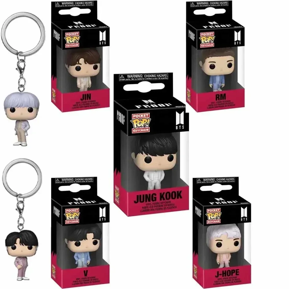 Funko POP Keychain Toys Kpop Cartoon V JUNG KOOK JIMIN Jin V J-HOPE Pop Keychains Vinyl Action Figure Collection Children Toys