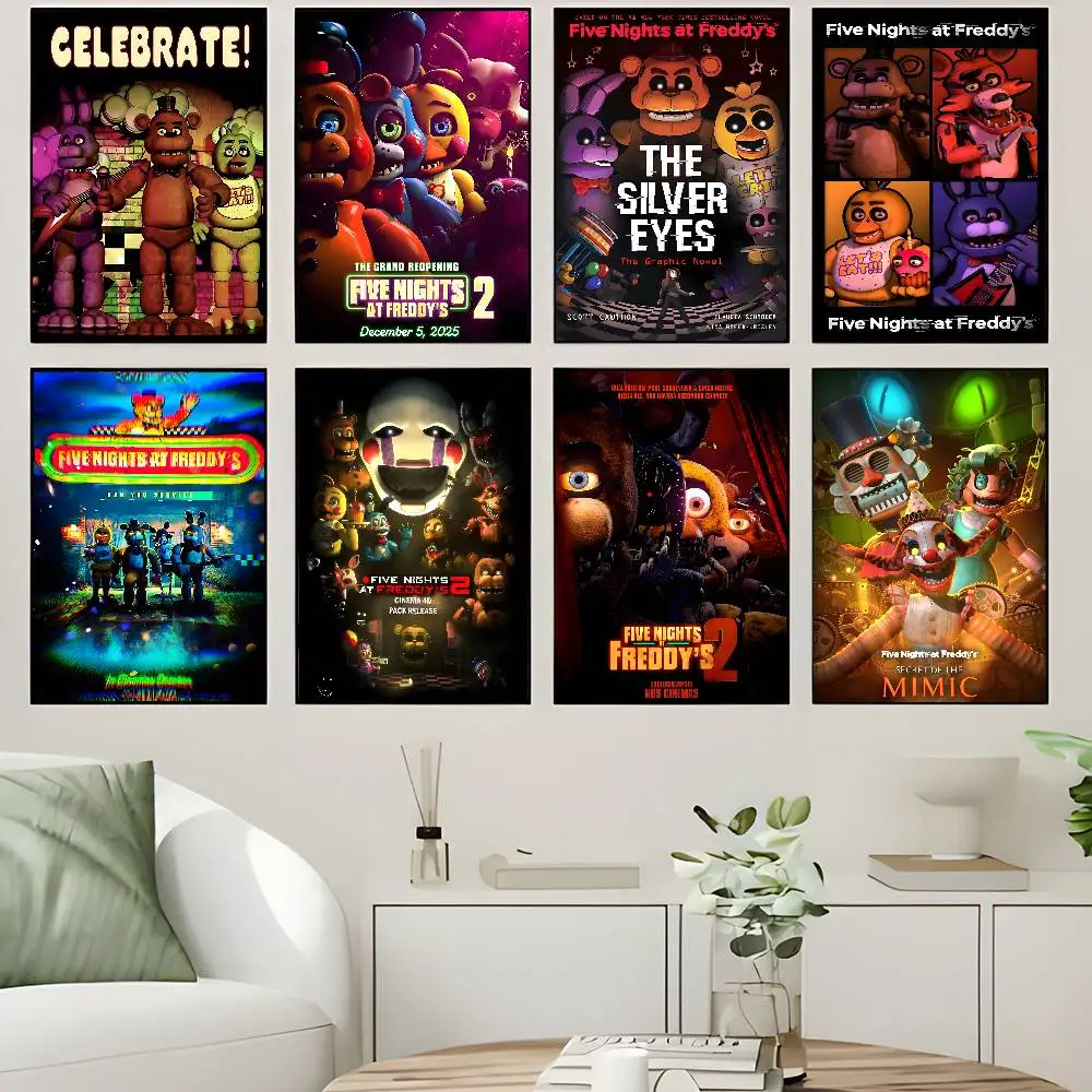 Fnaf Five-Nights-At-Freddys, klassisches selbstklebendes Kunstposter, Whitepaper-Drucke, Poster, Kunstwerke, ästhetische Kunst, Wandmalerei