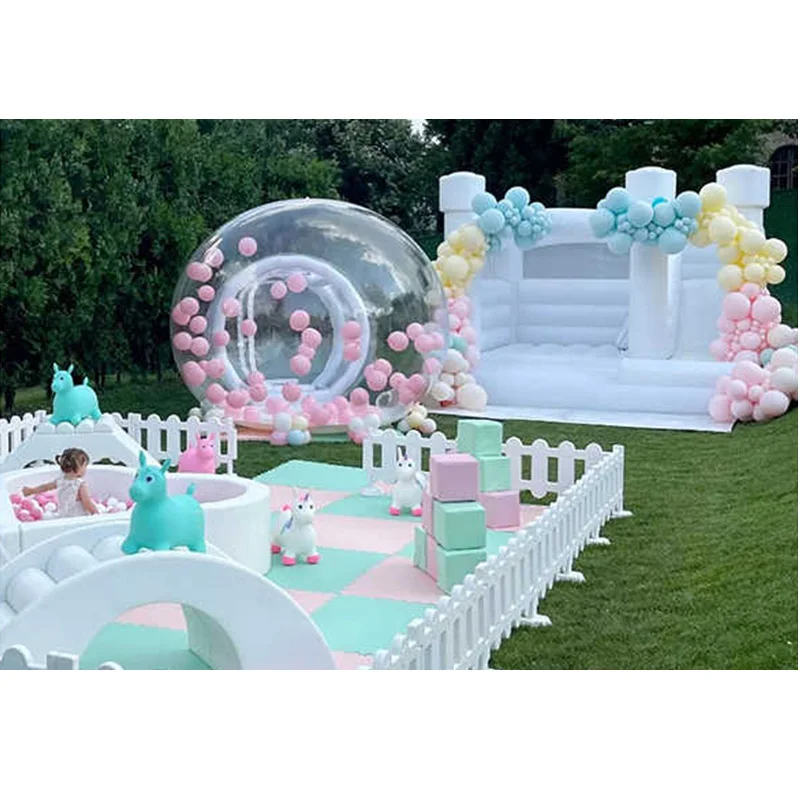

White Party Bounce House Inflatable 3M/4M Diameter Outdoor Clear Crystal Igloo Dome Hot Air Balloon Tent Bubble Dome for Sale