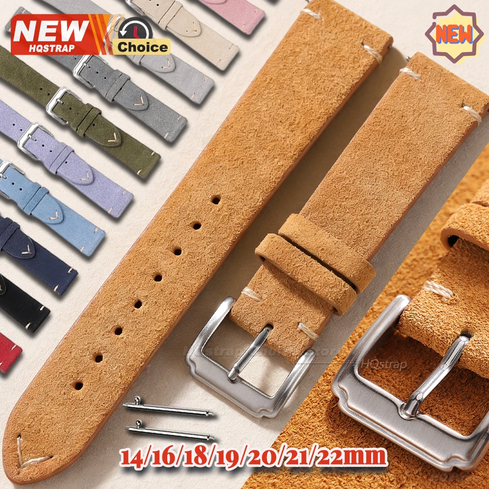 Nouveau bracelet de montre en daim souple avec boucle, 14/16/18/19mm 21mm 22mm 20mm, pour Omega, Seiko, Rolex, pour femmes et hommes, universel