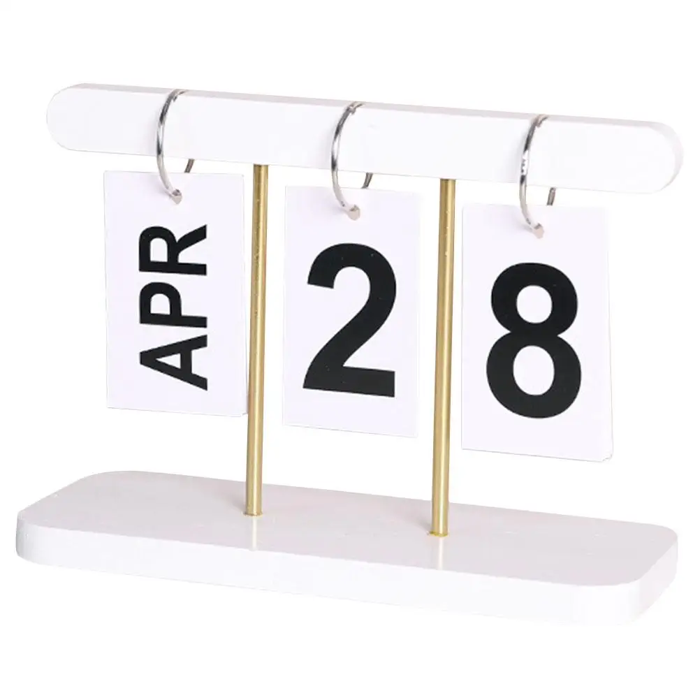 

Page Calendar Modern White Reusable Home Office Decor Standing Desk Calendar Perpetual Table Accessory Gift