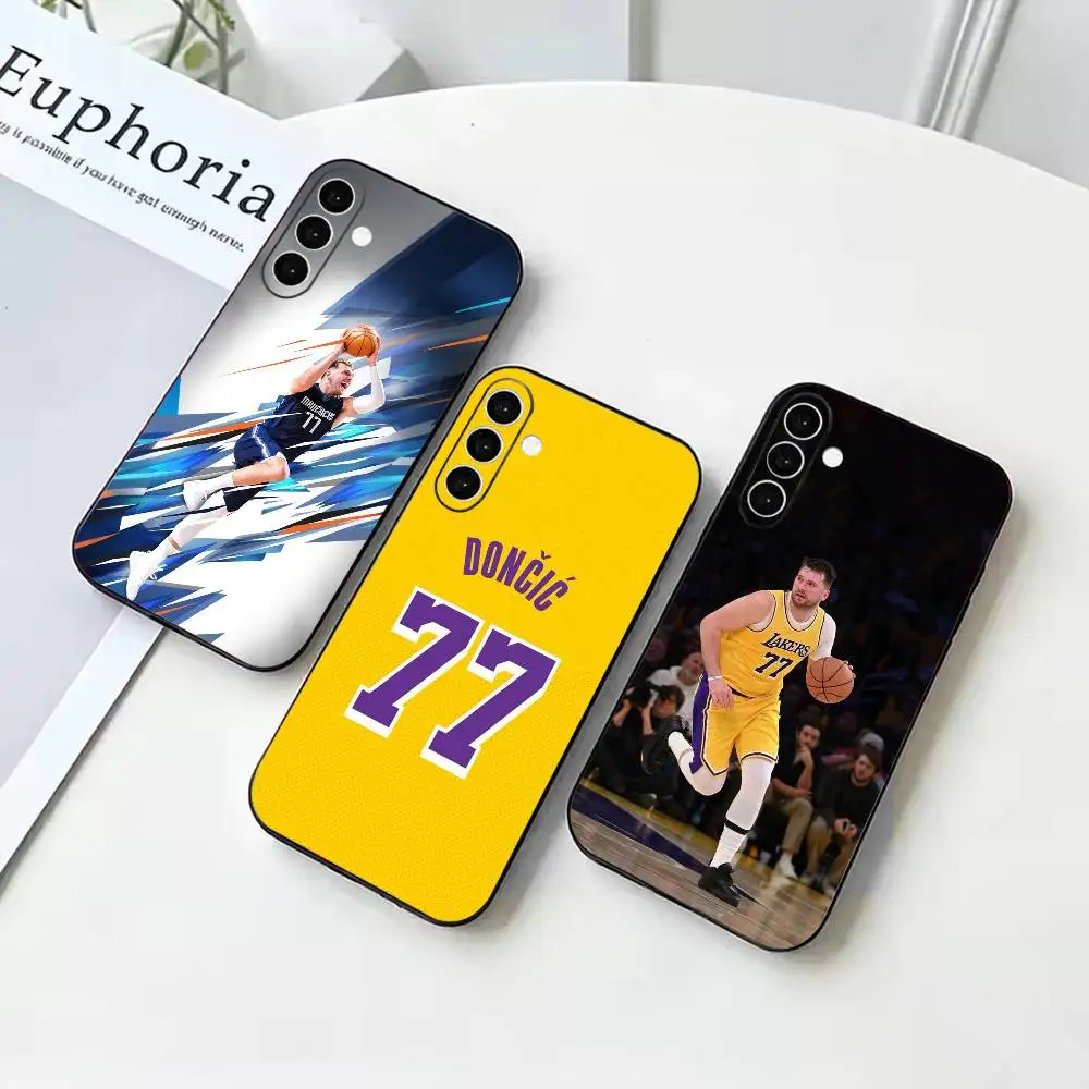 basketball Luka Doncic 77   Black Soft Silicone Phone Case For Samsung Galaxy A73 72 71 70 53 52 51