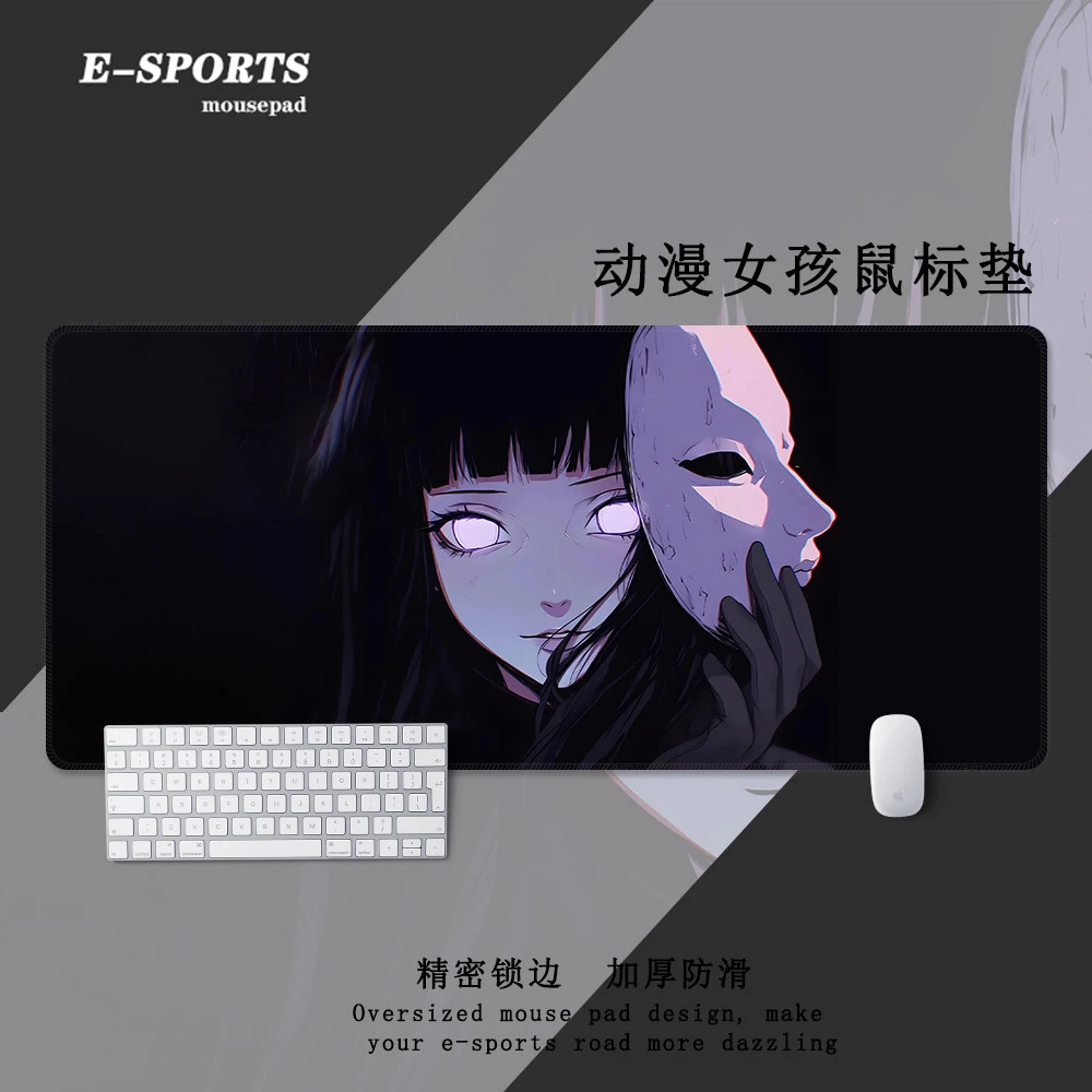 Anime Mask Girl Mouse Pad HOT Sale Natural Rubber Overlock 900X400 Large Table Mousepad Esports Gamer User Anti Slip Desk Mat