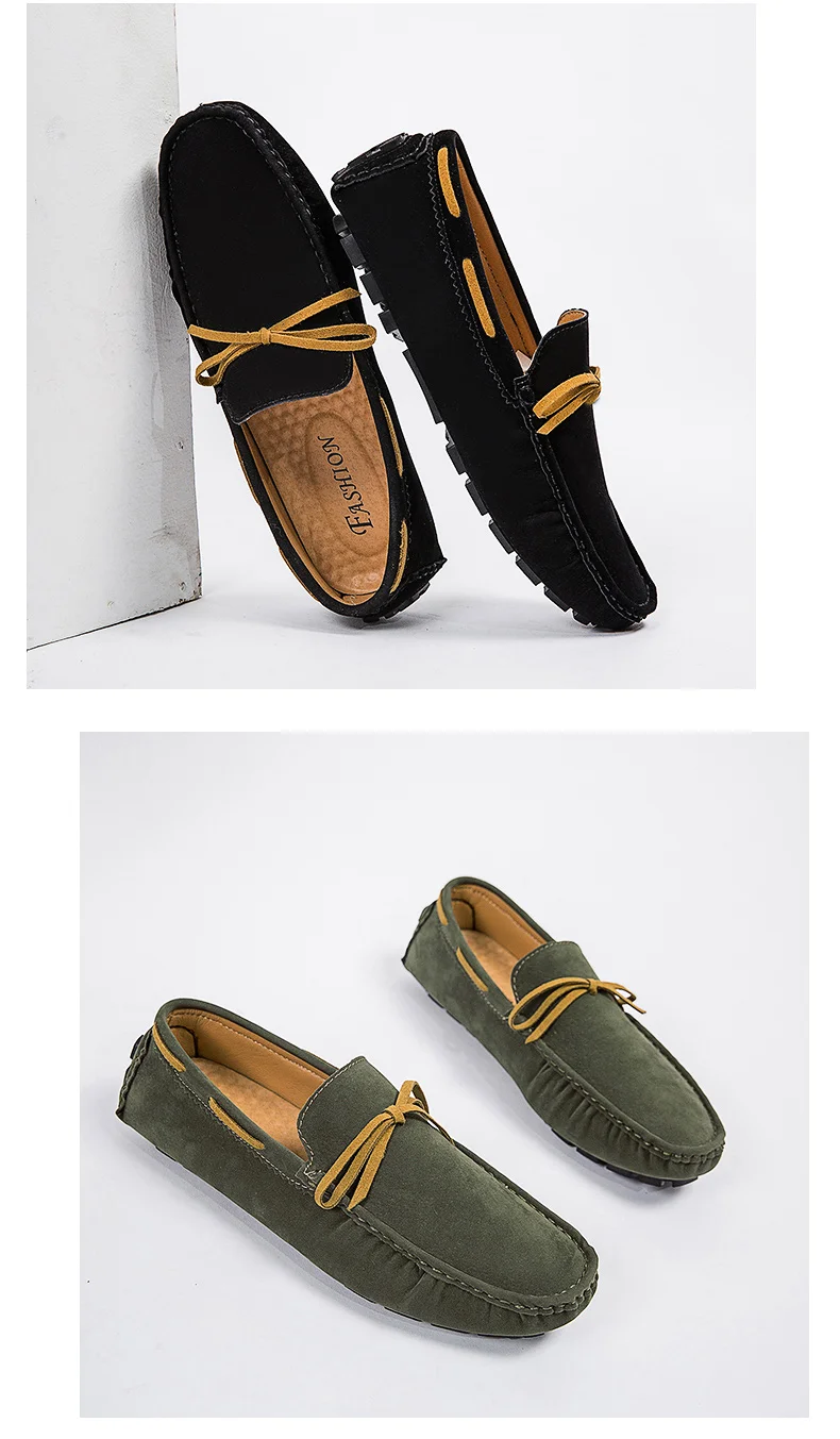 Handgefertigte Loafer in Übergröße für Paare, trendige, lässige Slipper im britischen Stil, Fahrschuhe, extra breit, Schuhe aus Wildleder. – Detail 19