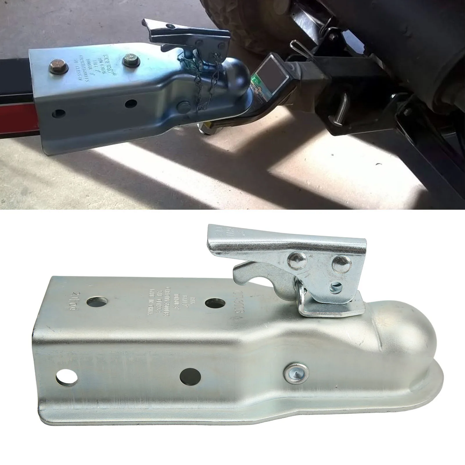 

Straight Trailer Coupler Straight Tongue Trailer Coupler 2in Hitch Ball 3in Channel 3500 Load Capacity for 76mm Tube