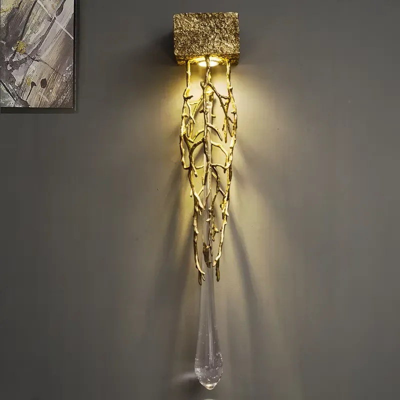 High Quality Home Hotel Villa Project Decorative Creative Modern Branch Design Indoor Led Glass Wall Lamps Interior