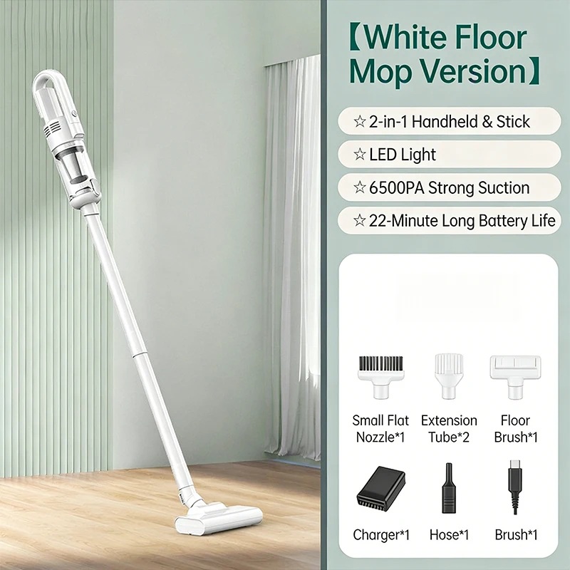 

New 6500pa Hand-held, push-rod two-in-one LED lighting vehicle-mounted household wireless dual-purpose vacuum cleaner