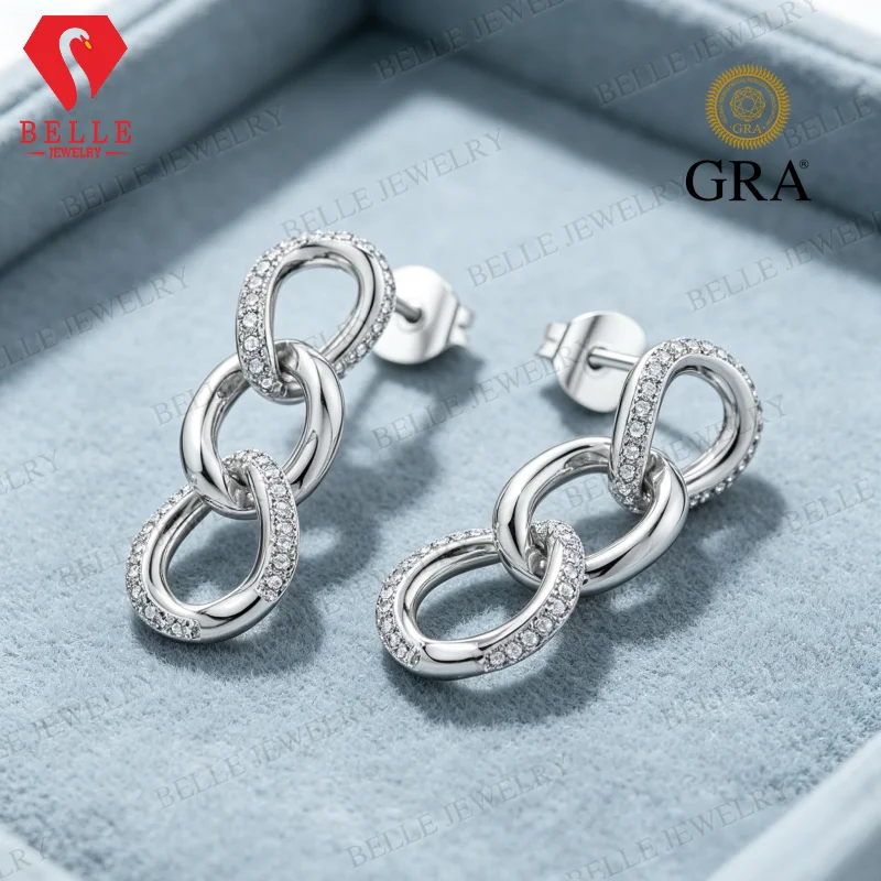 Moissanite Earrings Round 1.2mm D Color VVS1 925 Sterling Silver GRA  Factory Direct Sale Versatile Office Wear Women Accessory