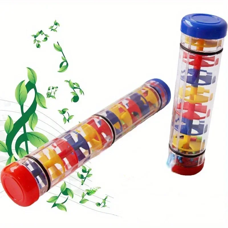 1Pcs Rainmaker Musical Toy Rain Stick Rattle Bell Hand Shaking Montessori Sensory Toy Educational Baby Music Instrument Toy