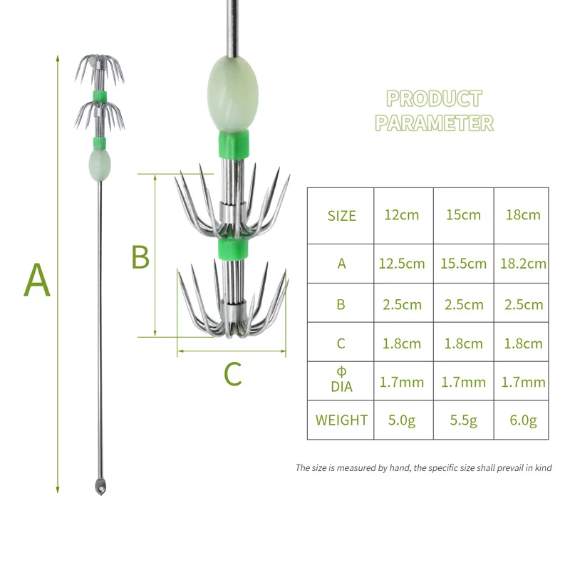 ZYZ Squid Hook 10pcs/Box Sea Fishing Luminous Fish Double Layer 3 Sizes Umbrella Octopuses Hooks Cuttlefish Night Fishhooks