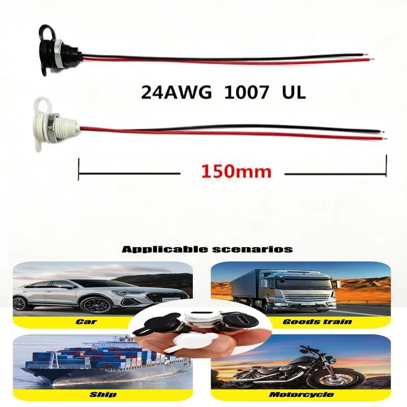 Threaded Type C Female Socket Connector Pre Soldered Wires Anticorrosion Shell For DIY Car Modification Device Repair
