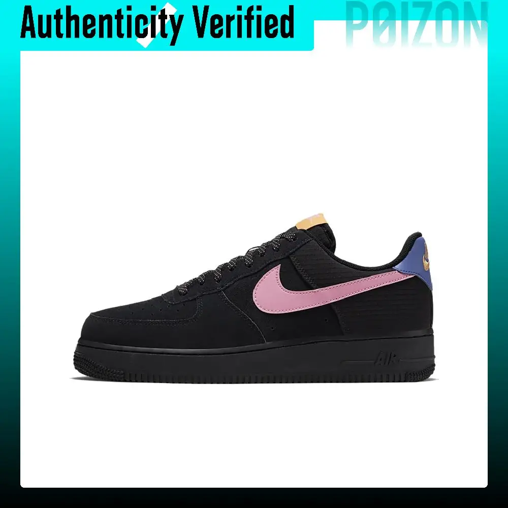 Nike Air Force 1 07 LV8 2, Zapatos de Skateboard de Cuero Vacuno, Cómodos, de Caña Baja, Unisex, Negro y Rosa, CD0887-001