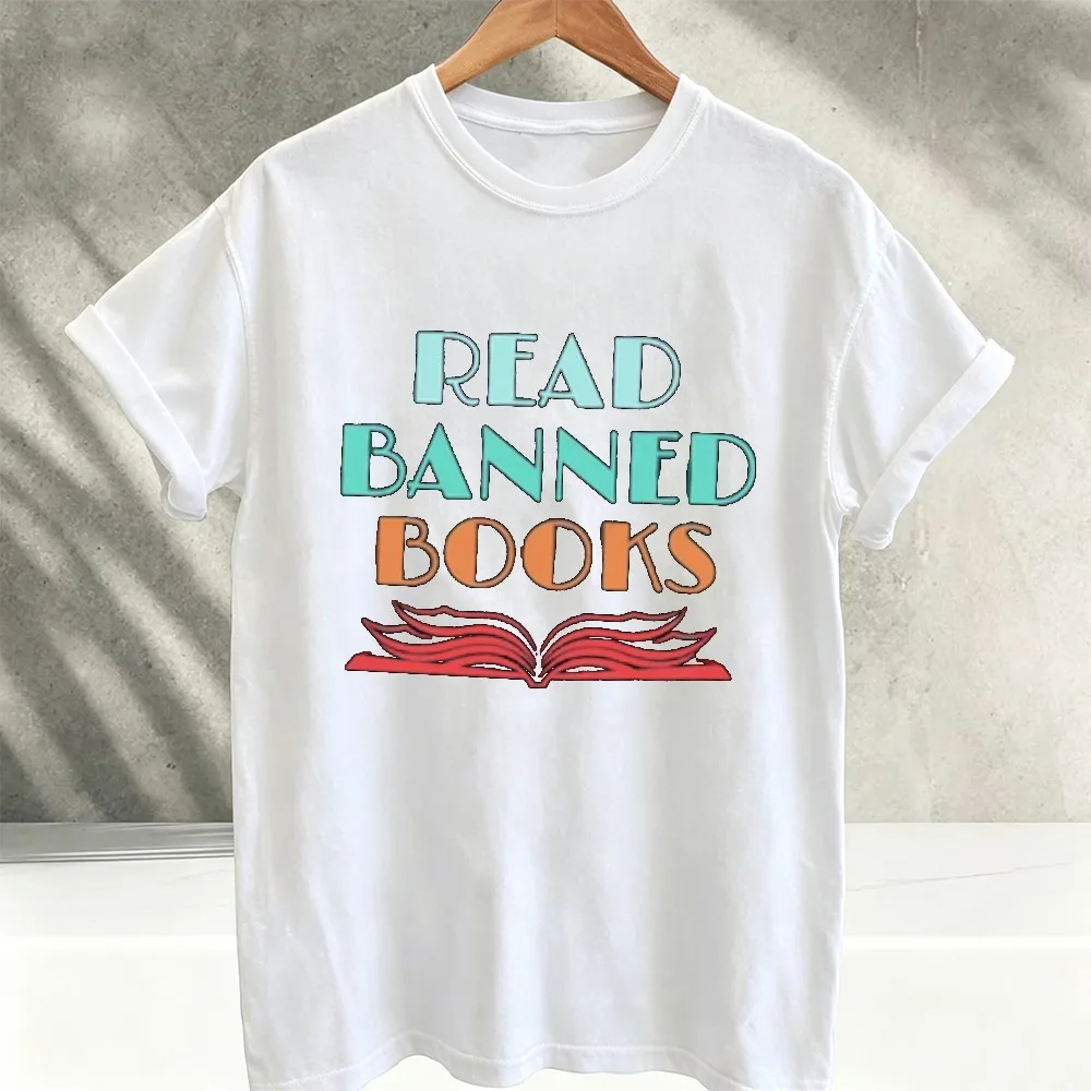 Banned Books Cotton T Shirt Book Lover Literary Bookish Graphic Social Justice Equality Reader Casual Short Sleeve Kawaii Clothe