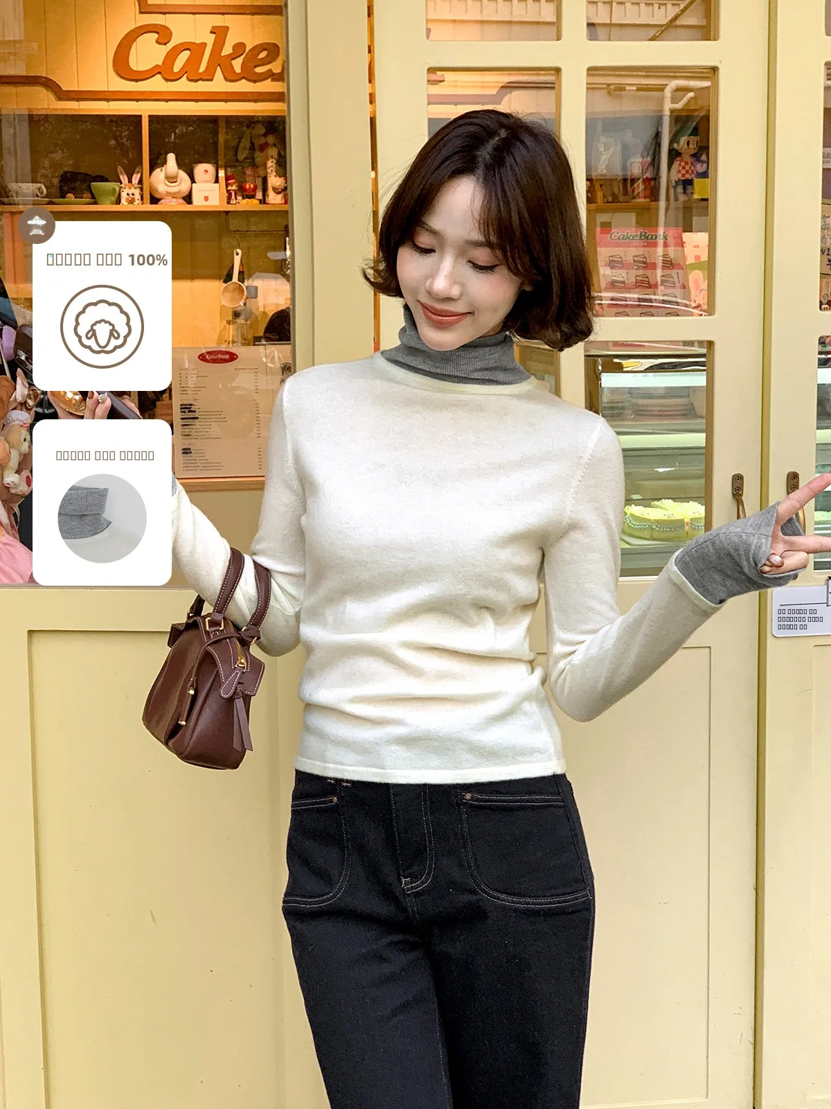 

Белая женская термокофта из 100% шерсти с высоким воротником, свободного кроя, с длинными рукавами, для зимы, от Faa Home