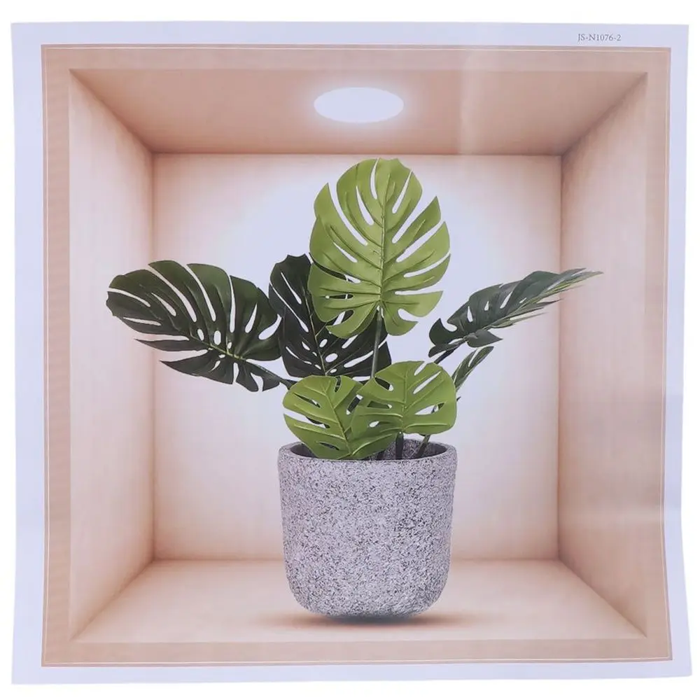 4 قطعة المطبخ الحمام الديكور 11.8X11.8 "3D النبات ملصقات جدار الإبداعية النباتات الخضراء الجدار ملصق للإزالة غرفة الفن المنزل