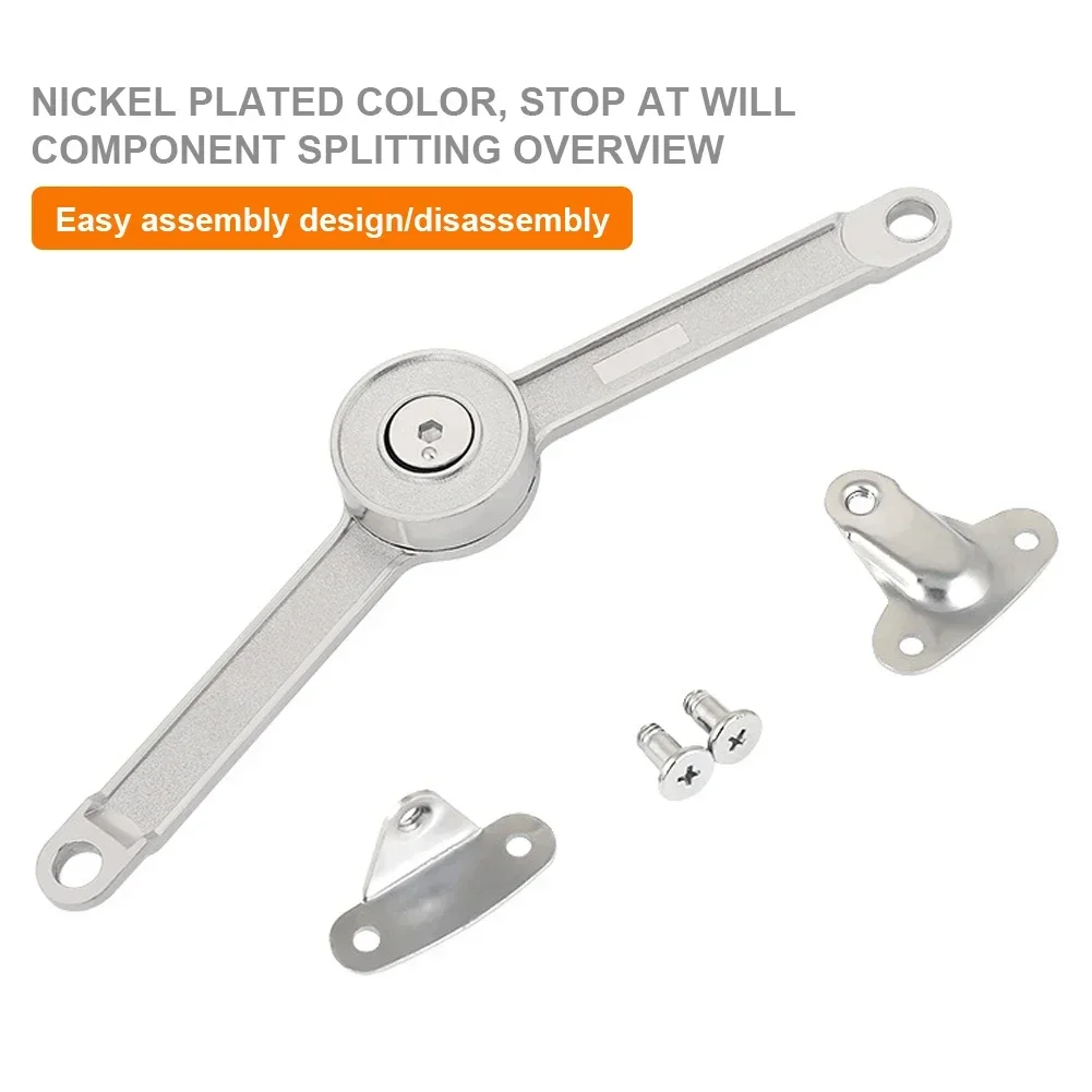 Lid Lift Up Stay Buffer Damper Folding Hinges Lid Stays with Soft Close Adjustable Stop in Any Position for Wardrobe Cabinet