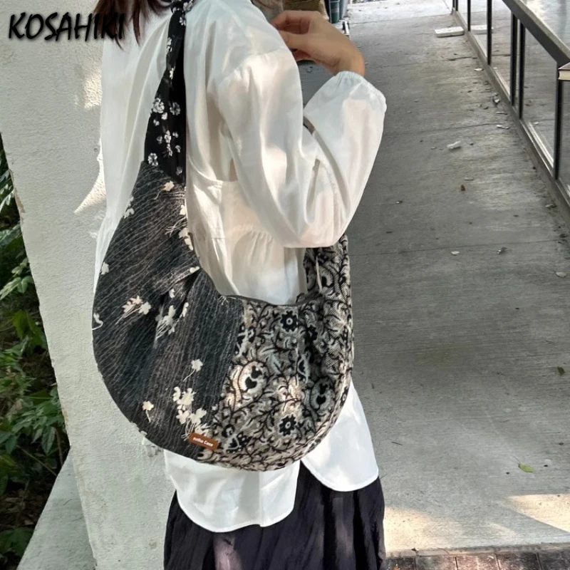 

Vintage Printing Grunge Patchwork Handbags Women Harajuku Y2k Aesthetic Shoulder Bag Fashion Streetwear Casual Crossbody Bags