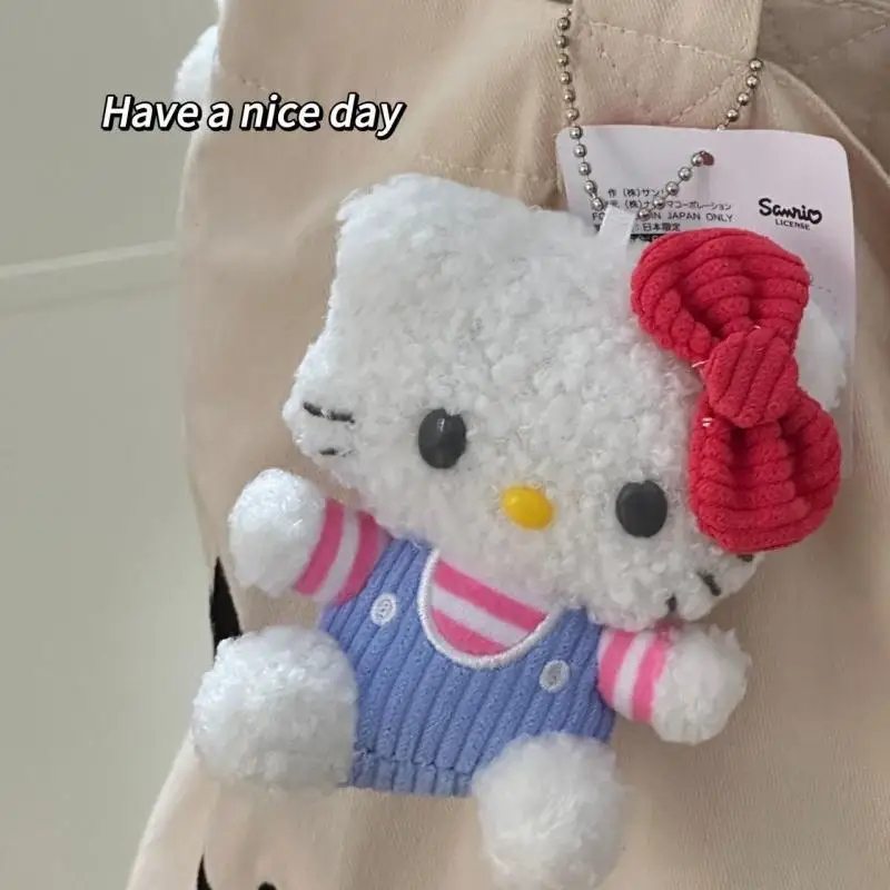 Sanrio Hello Kitty Keychain Plush Doll Anime Kawaii Girl Curly Kt Decorate School Bag Pendant Pp Cotton Filling Toy Gift