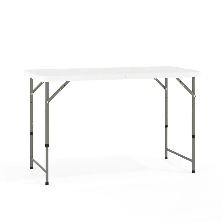 

4 Rectangular Plastic Folding Event Table with Adjustable Legs and Carrying Handle, BiFold Portable Banquet Table for Indoor Ou