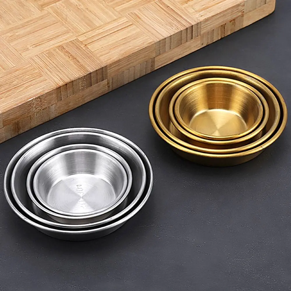 1Pcs Sushi Dipping Sauce Dishes Mini Appetizer Plates 304 Stainless Steel Seasoning Tray 7/8/10/11cm Bowl Sauce Plate